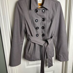 Old Navy Charcoal Double-Breasted Trench Coat